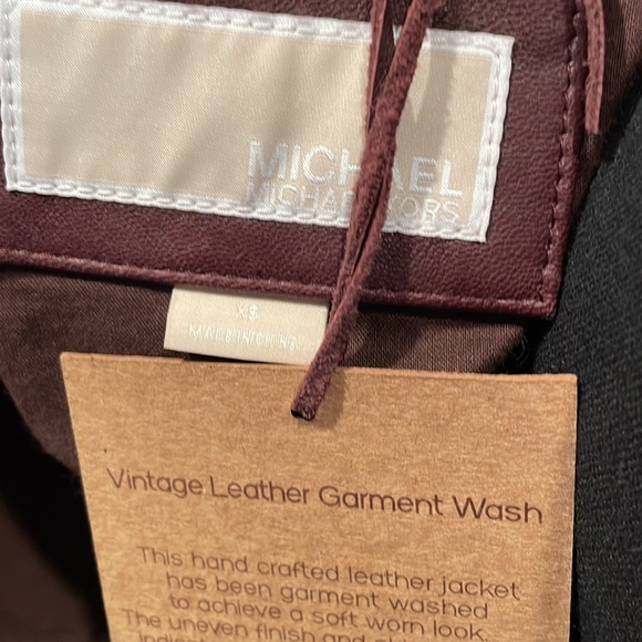 NWT Michael Kors Burgandy Vintage Wash Genuine Leather Jacket. - Picture 6 of 7